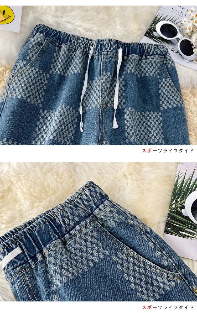 low rise jeans NoEstaMal Harajuku Casual Checked Women Jeans Streetwear Wide Leg Female Denim Pants Fashion Oversize Hip Hop Men Trousers 5XL madewell jeans