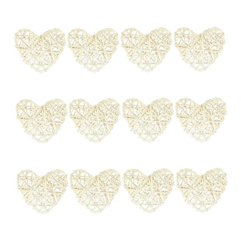 

2023 Hot-12Pcs Heart Shaped Wicker Balls Decorative Rattan Balls DIY Craft Hanging Balls For Wedding Christmas Party (2.4 In/6Cm