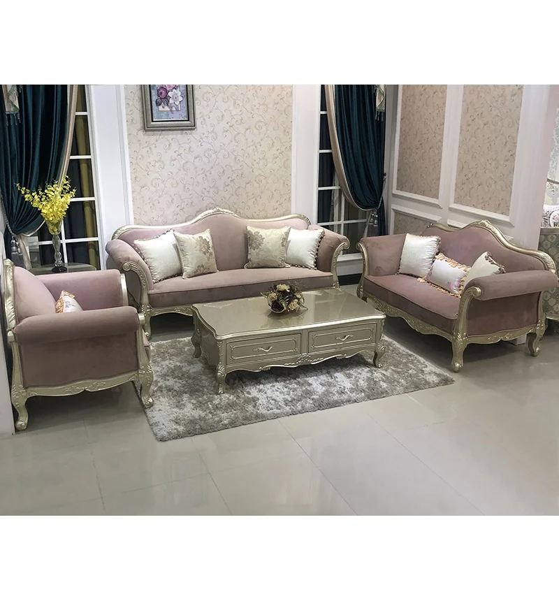 

European fabric sofa 123 combination simple neoclassical sofa living room solid wood carving light luxury sofa decoration