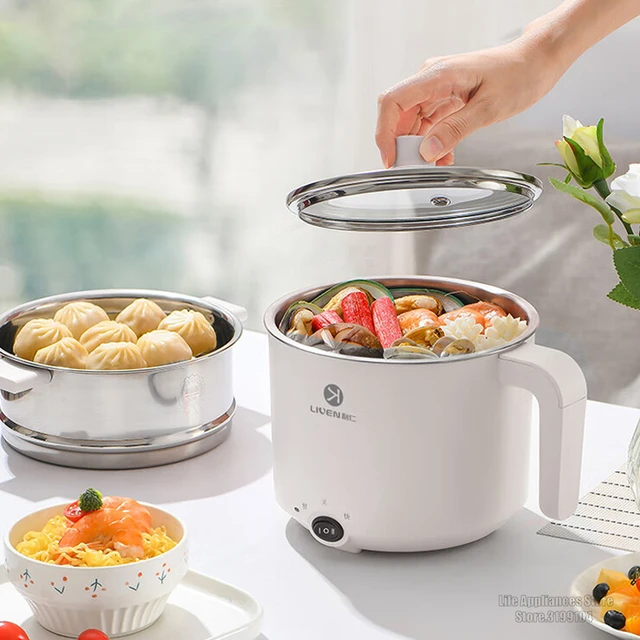 Cooker with Steamer Boiling Water Steamer Hot Pot 220V 1.8L