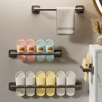 Bathroom Slipper Rack No Punching Wall Mounted Slipper Storage Rack Bedroom Shower Room Bath Slippers Hanger Babouche Organizer 2