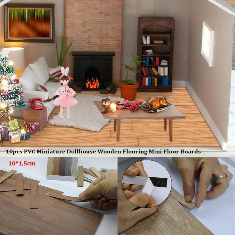Miniature Dollhouse Floor Boards PVC Multicolors Wooden Flooring