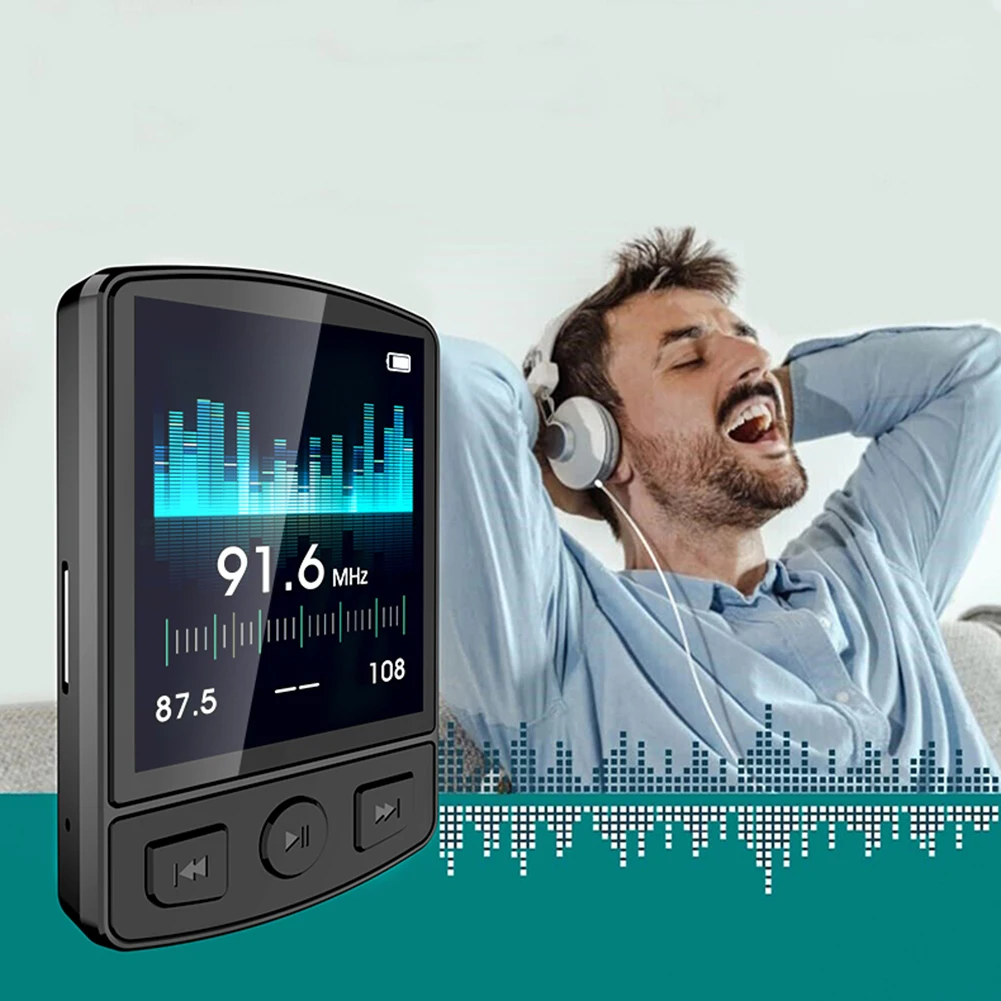 MP3 Player Music MP3 Player HiFi Sound Bluetooth-Compatible 5.2 Mini Music Button 1.8inch Screen with FM Radio E-Book