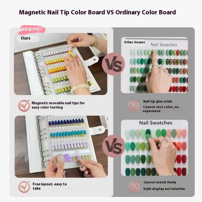 Magnetic Tips Nail Art Swatch Book-48/96/144/192 Colors Large Acrylic Works Display Manicure Color Test Storage Card