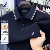 Polo d'affaires décontracté brodé Nautica pour hommes, haut d'été en pur coton, T-shirt à manches courtes, vêtements de marque pour hommes 4
