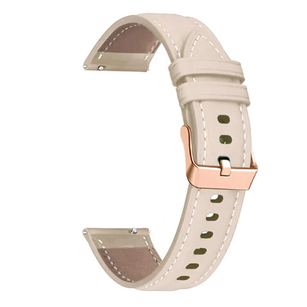 Elegant 20mm Leather Smartwatch Strap - Premium Watchband Wristband Bracelet