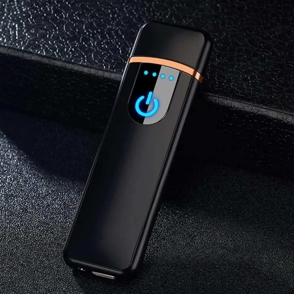 Touch-sensing Cigarette Lighter USB Lighter Zinc Alloy USB Rechargeable Windproof Collectible Cigar Smoking Gift