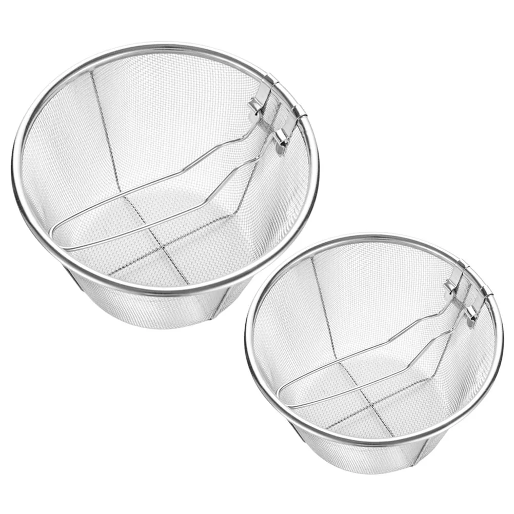 

2 Pcs Metal Stainless Steel Frying Basket French Fries Folding Bracket Reusable Chips