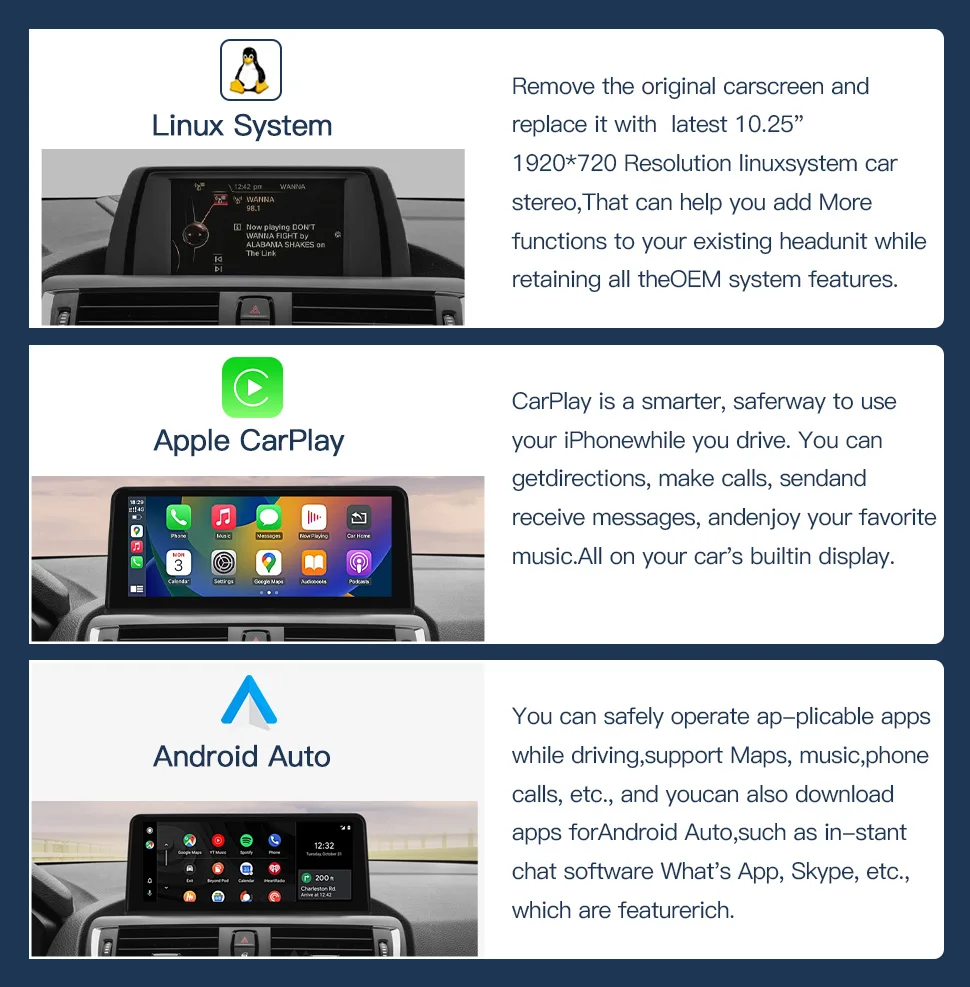 AUTOABC 10,25 Zoll Wireless CarPlay Android Auto Auto Multimedia Radio Linux Player Für BMW 1 2 Serie NBT system F20/F21/F22 2 – Detail 4