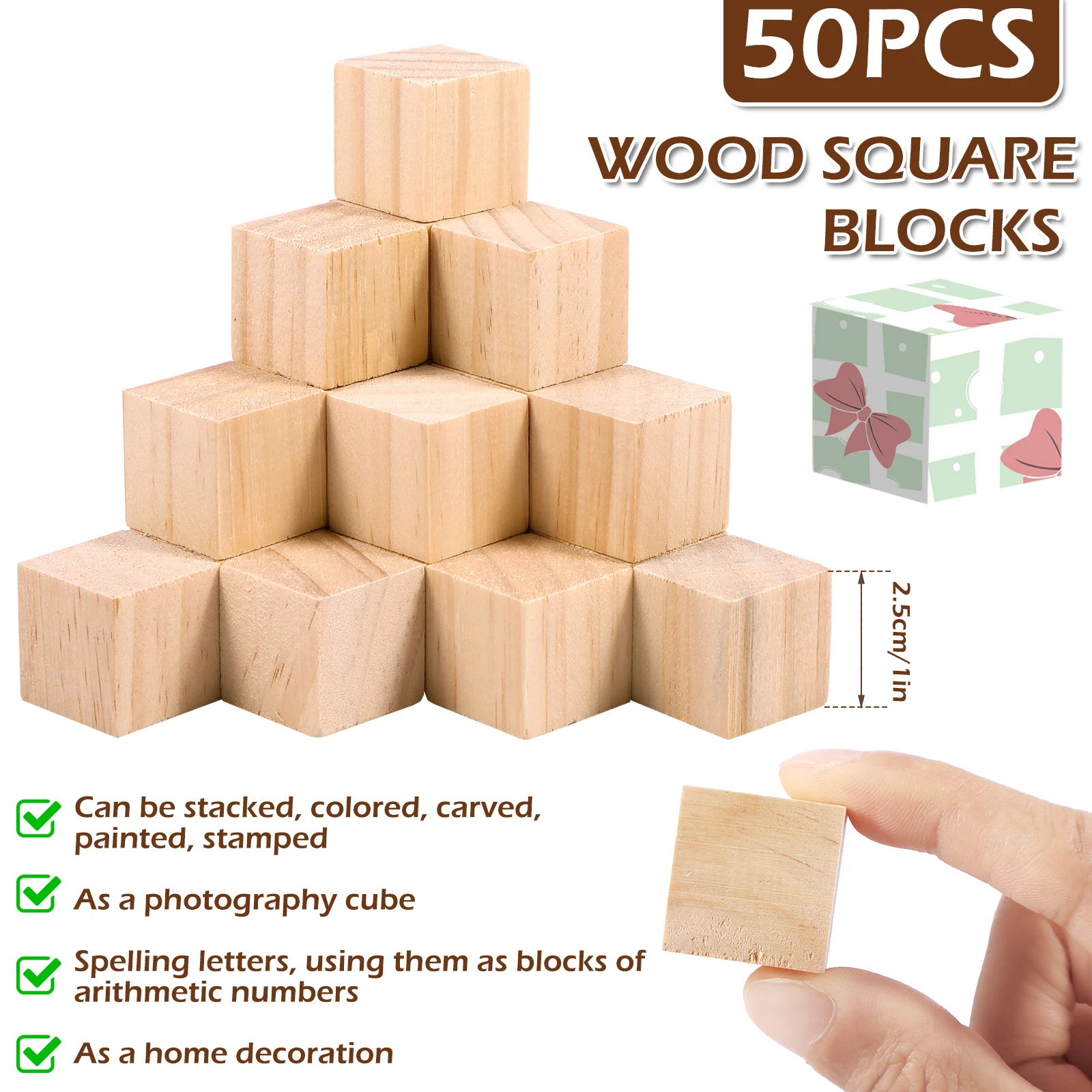 50Pcs Wood Blocks for Crafts Pine Wood Square Blocks 1 Inch Unfinished Wood  Craft Cubes Natural Wooden Blocks Wooden Cubes - AliExpress