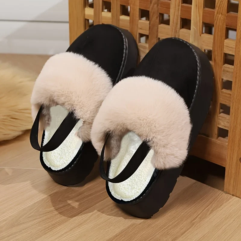 Women's Winter Warm Slippers, Korean Style Thick Sole Fleece Lined Warm Boot, Popular Ins Trendy Outdoor Snow Boot for Women
