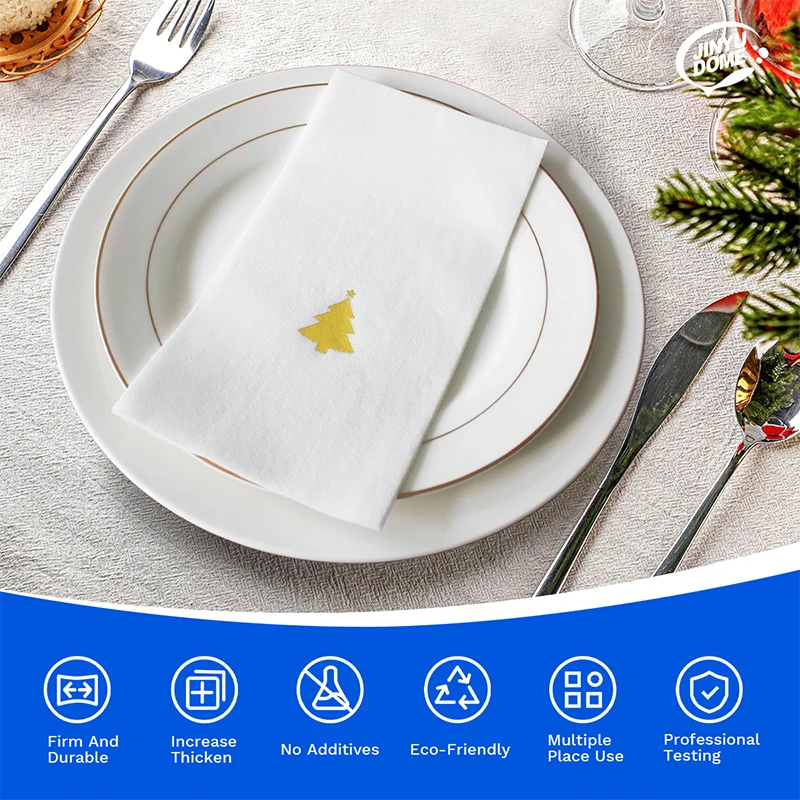 Dust Free Napkin Holiday Decorations Christmas Trees Hot Stamping Disposable Mouth Cloth Napkins Single-layer Dust-free Paper