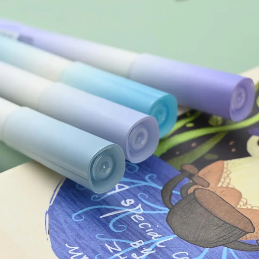1 Set Marker Pen Slant-headed Uniform Ink Output Write Fluently Gradient Color Writing Handbook Color Pen Stationery Supplies