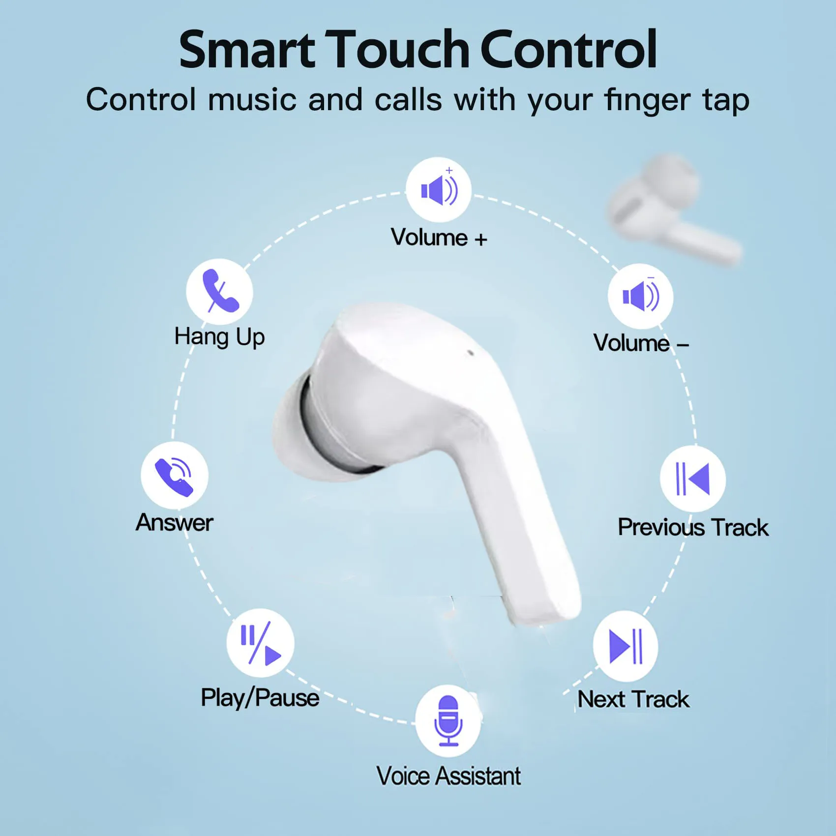 Touch Controls Tozo Headphones Volume Control Touch Controls Tozo