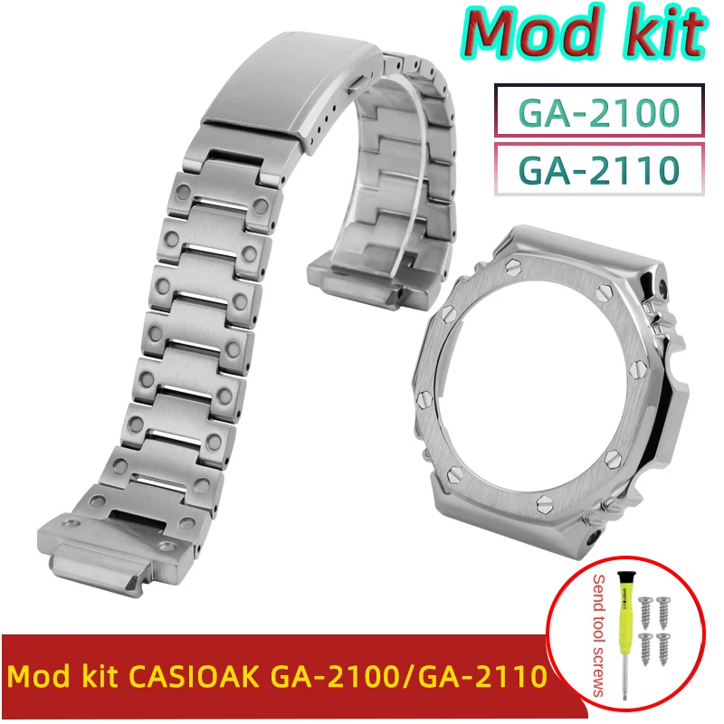Ga2100 Ga2110 Mod Kit Per Casio Ga-2100 Custodia In Metallo E Cinturino Ga-2110 Set Di Modifica Della Custodia Con Cinturino In Acciaio Inossidabile A