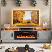 Fireplace TV Stand with 36”Electric Fireplace, 80” 2 Tier TV Console Stand for TVs Up to 90",LED Light Entertainment Center,Gray 1