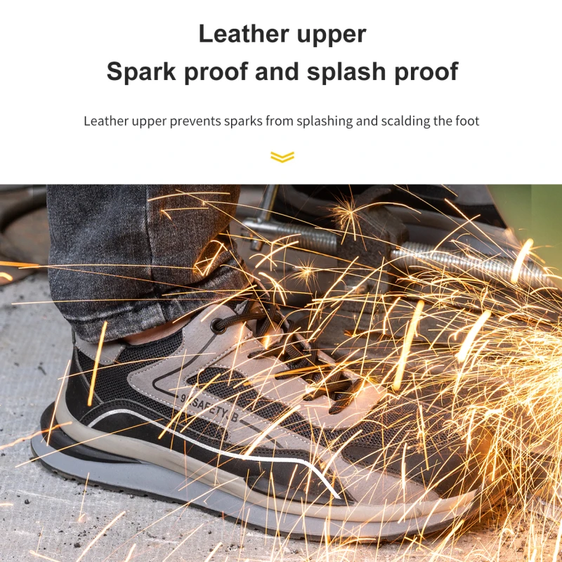 Summer Breathable Men Safety Shoes Steel Toe Anti-smash Construction Welding Shoes Reflective Strip Male Footwear Women Sneakers