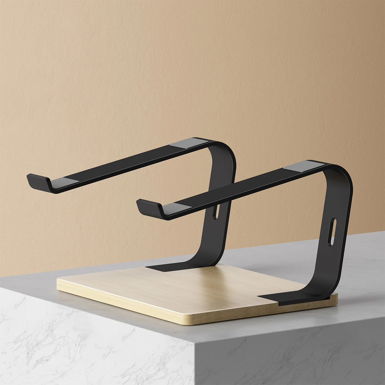 Laptop-Ständer, ergonomische Aluminium-Laptop-Halterung, Computer-Holzständer, abnehmbarer Laptop-Riser, Notebook-Ständer, Wärmeableitungsständer