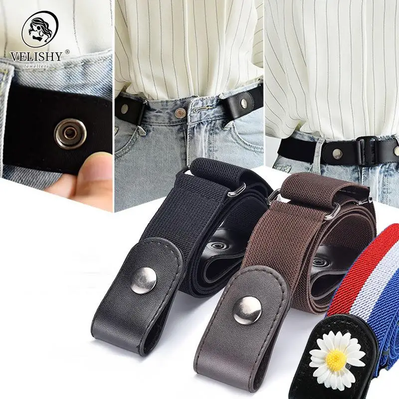 

New Unisex Buckle-Free Elastic Belt for Jeans Pants Dress Stretch Waist for Adult Women Men No Buckle Without Buckle Free Belts