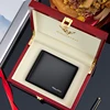 Wallet Men's casual leather wallet card bag One silver bag Short men's gift wallet for boyfriend black 4
