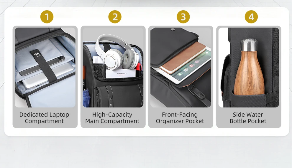 Heroic Knight Freizeit-College-Rucksack, großes Fassungsvermögen, 17,3-Zoll-Laptop-Rucksack, Unisex, wasserdicht, tragbar, Arbeits- und Reiserucksack – Detail 6