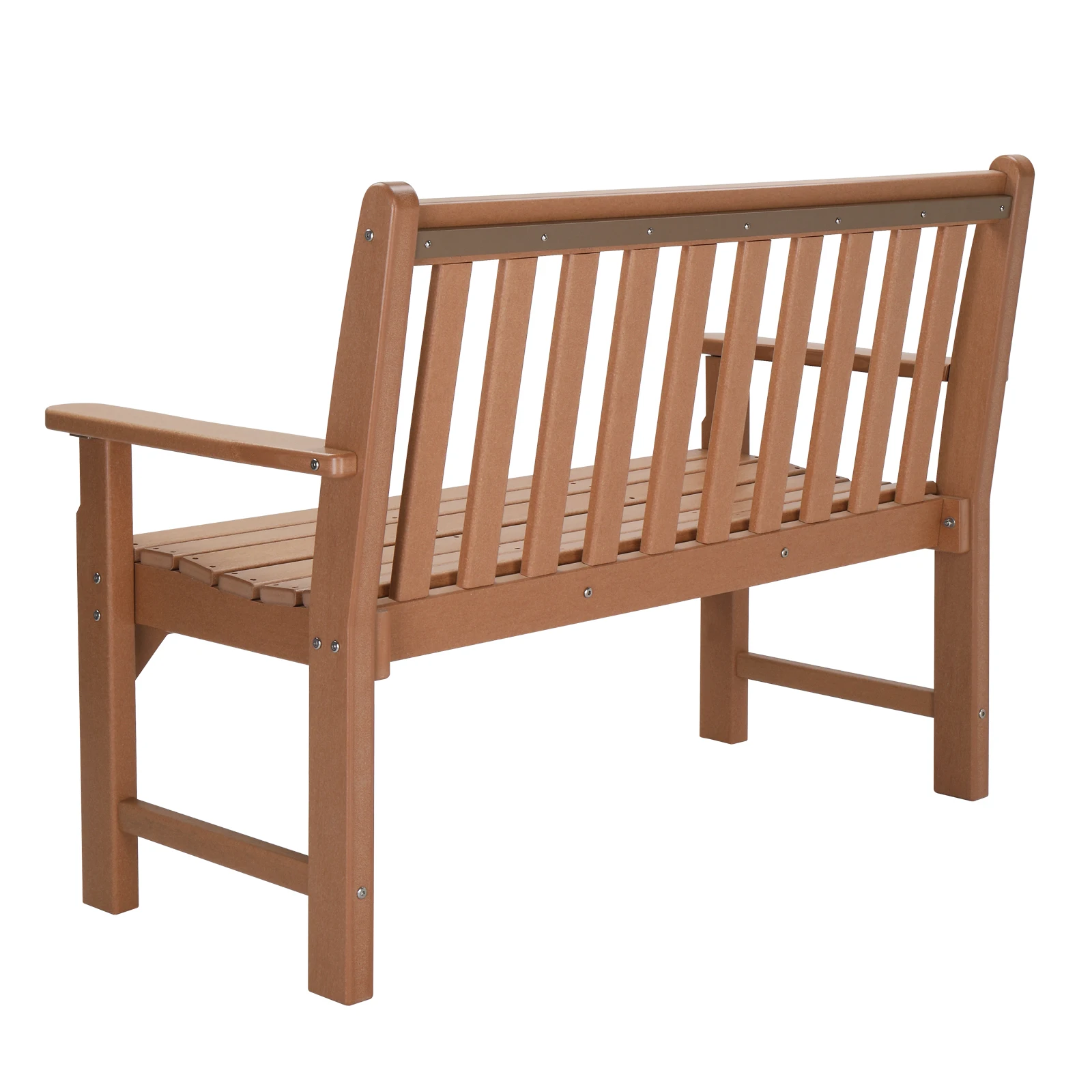 Teak Color Vertical Backrest HDPE Outdoor Bench