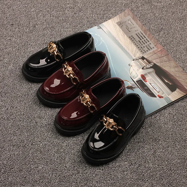 

New children's girls leather shoes soft soled princess shoes British style student performance shoes
