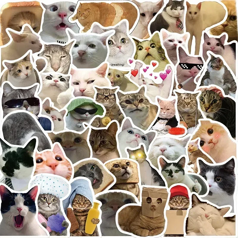 

10/30/50PCS Kawaii Cat Mood PVC Graffiti Sticker Sticky Aesthetic Decorative Scrapbook DIY Child Phone Stationery Supply for Kid