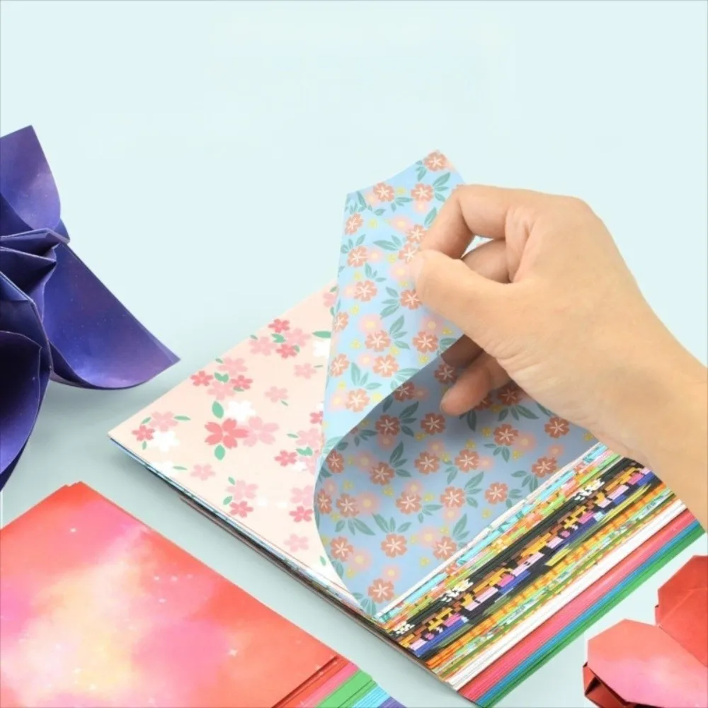 80개 다채로운 양면 종이접기 용지 DIY 수제 14x14cm 접이식 종이 접기 예술 재료 꽃 공예 종이 페이퍼 아트