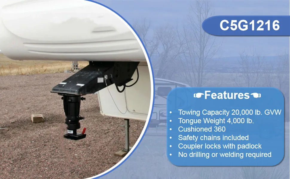 C5G1216 12"-16"Adjustable Cushioned 5th Wheel to Gooseneck Adapter