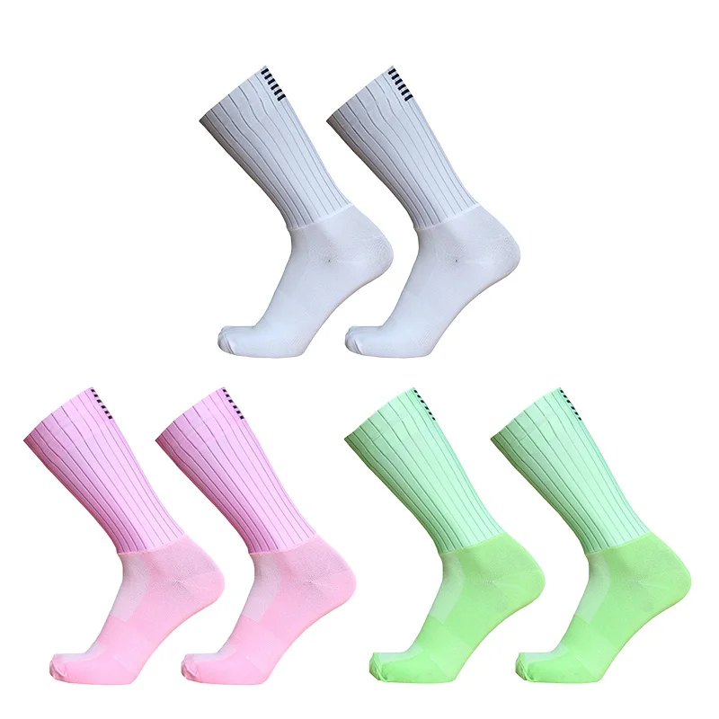 Pro Team-Chaussettes de cyclisme coordonnantes, sans couture, en silicone, pour course à pied, sport, vélo de route