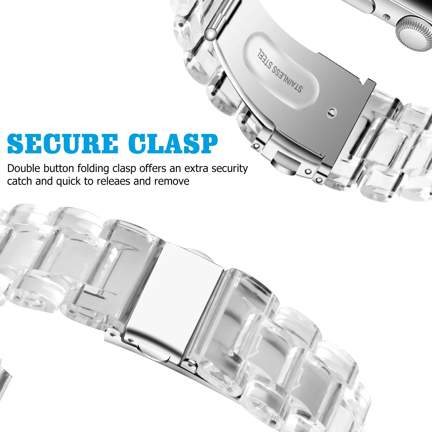 Clear Resin Strap for Smartwatch - 22mm Watchband Bracelet