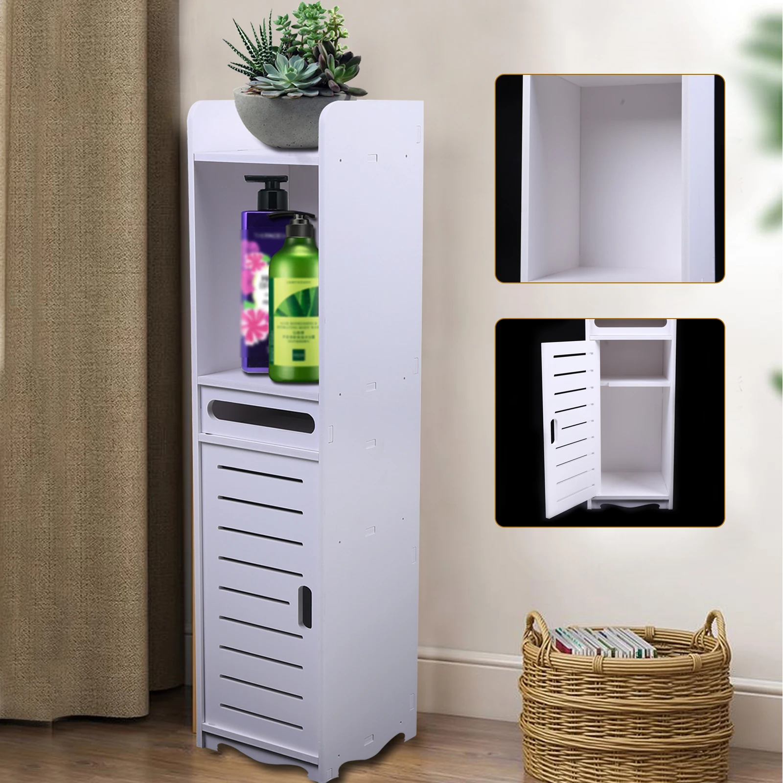 

Modern Wooden Bathroom Shelf Bedroom Cabinet Cupboard Home Decor Storage Standing NEW