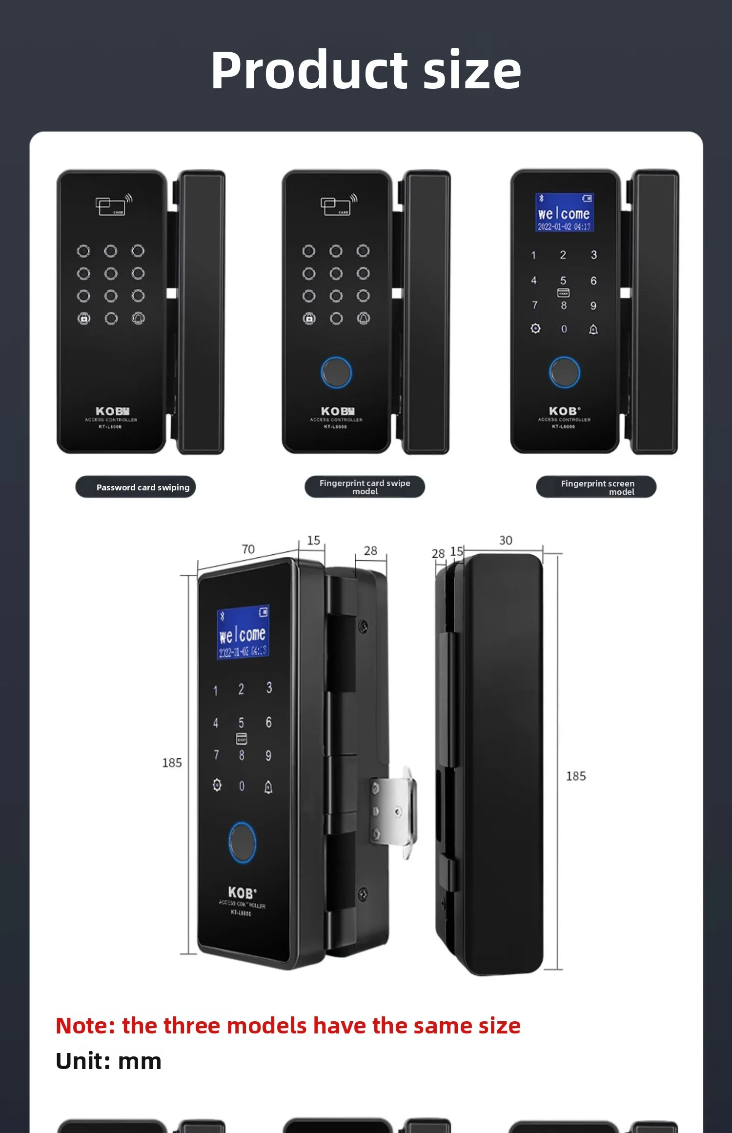 glass door fingerprint lock without opening holes Framed sliding door Intelligen