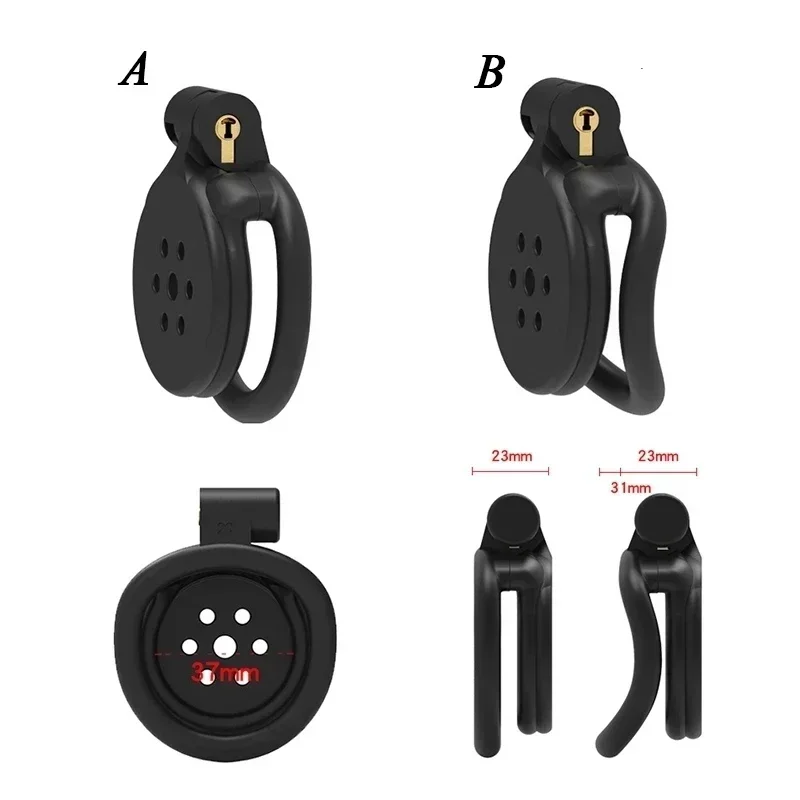 New Male ABS Flat Chastity Cage Lockable Anti-escape Anti-cheating Chastity Strap-on Sex Urethra Toy Male Adult Products18+