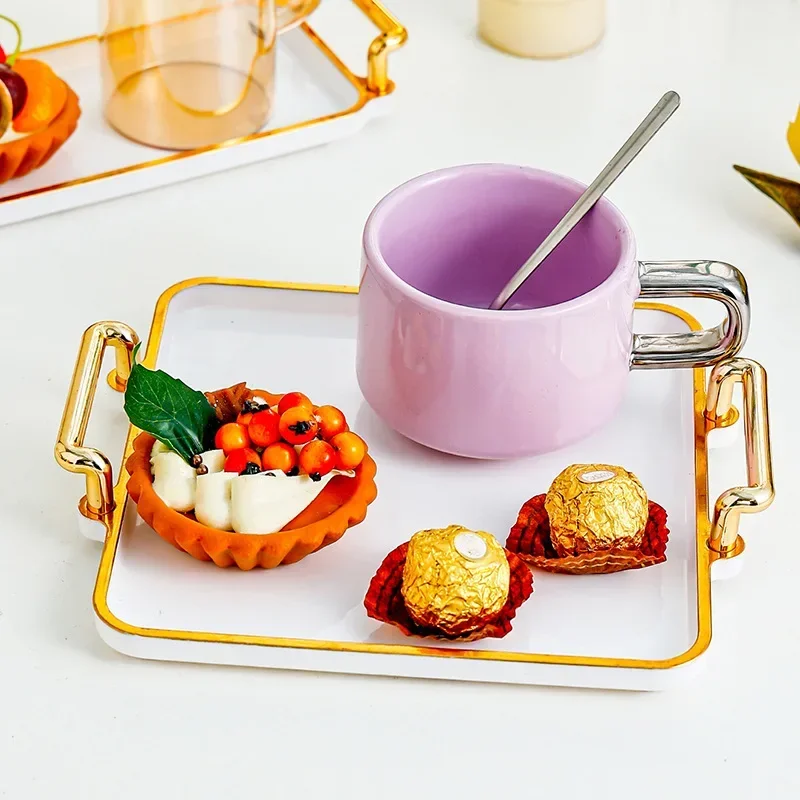 Nordic Serving Tray with Handles Cosmetic Makeup Perfume Display Jewelry Tray for Kitchen Dresser Toilet Bedroom Home 5