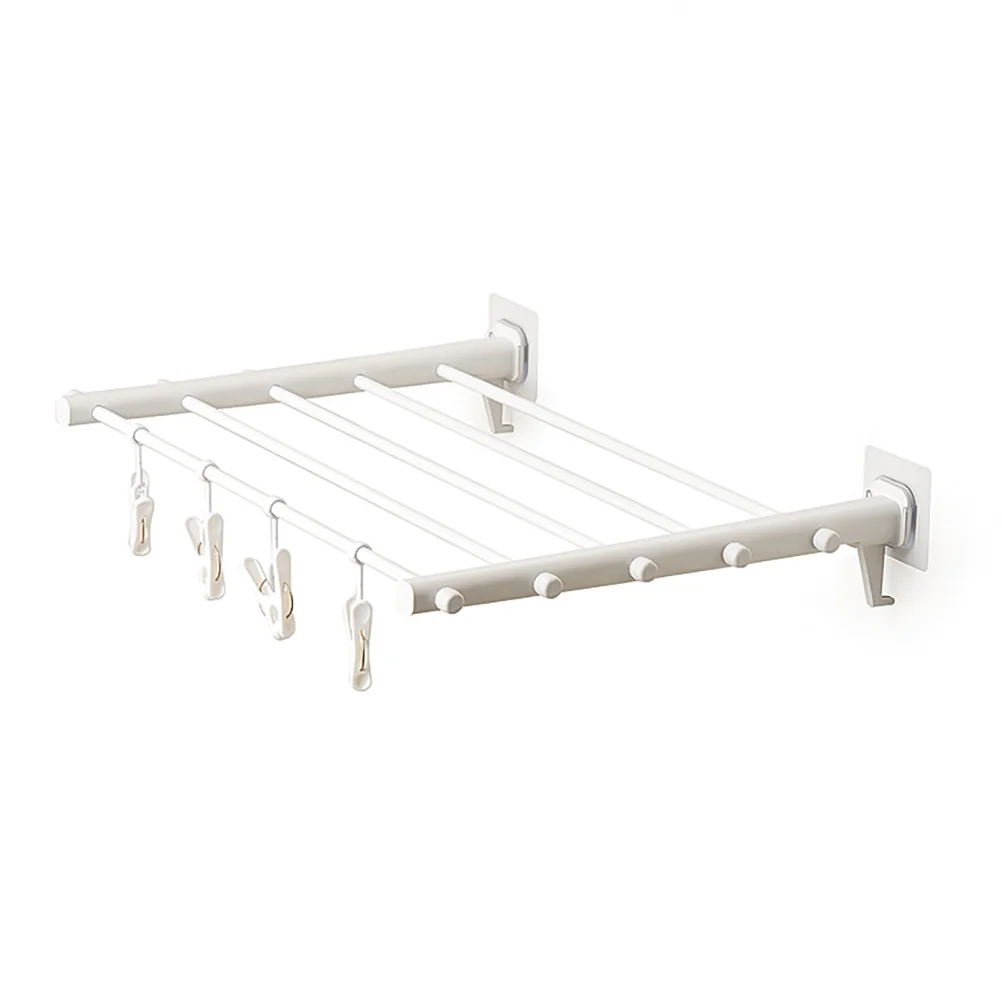 

Wall Mounted Drying Rack Coat Hanger Telescopic Frame Clothing White Retractable Clothes