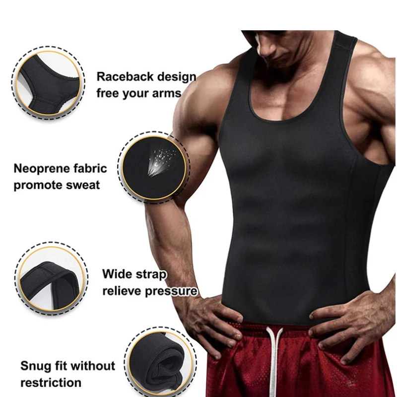 Mens Shapewear I-Shaped Back Belly Corset Vest Sweaty Gym Slimming Body Shaper Compression Shirt Tummy Control Undershirt