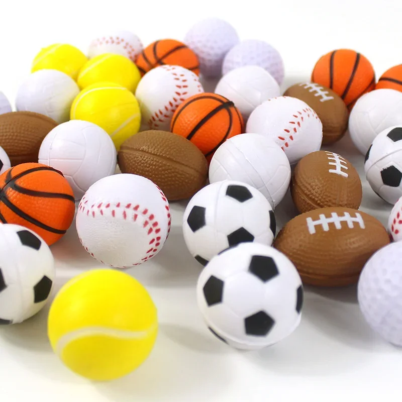 Squeeze Ball Toys Squeeze Ball Stress Relief Toy 4CM Football Basketball Baseball Tennis Soft Squishy Antistress Kid Outdoor Novelty Gag Toys