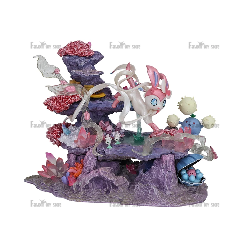 

Pokemon Figure Sylveon Morelull Clamperl Jumpluff The Island of Eevee Figurine PVC Statue Model Doll Collectible Room Decora Toy