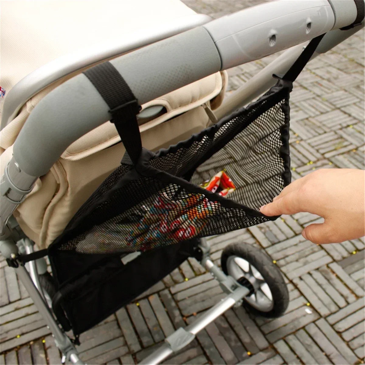 

Сетчатая Сумка-тележка для детской коляски, Удобный вместительный Карманный держатель для бутылок и подгузников, органайзер для хранения, аксессуары для переноски