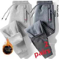 Men's Winter Thickened Fleece Lined Loose Fit Casual Pants Artistic Style Low Waist Straight Leg Basic Model No Belt