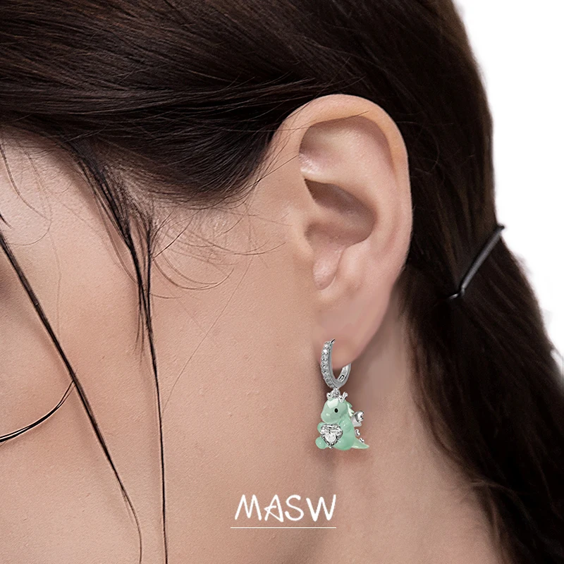MASW Original Design Lovely Style Cute Green Purple Animal Drop Earrings For Girl  Women Party Gift Modern Jewelry 2024 New