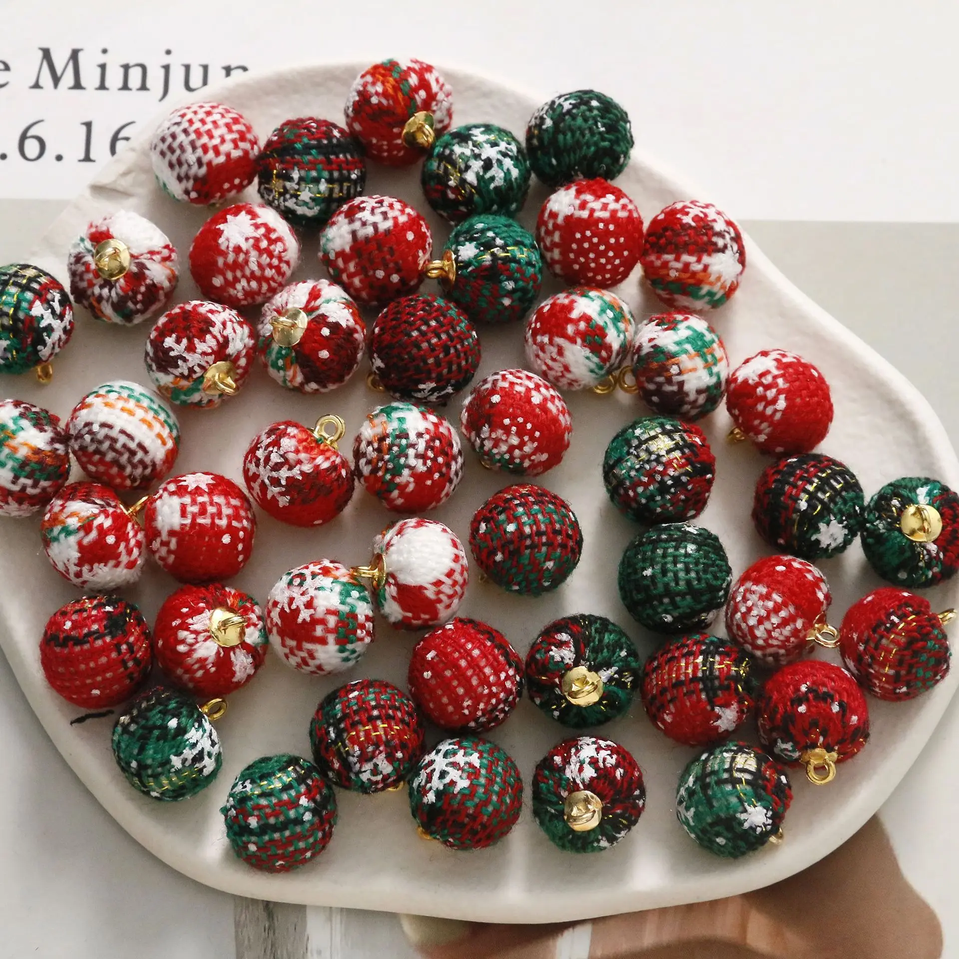 1PCS Christmas cloth checkered hanging ball face button pendant diy handmade jewelry accessories making for Earrings bracelets