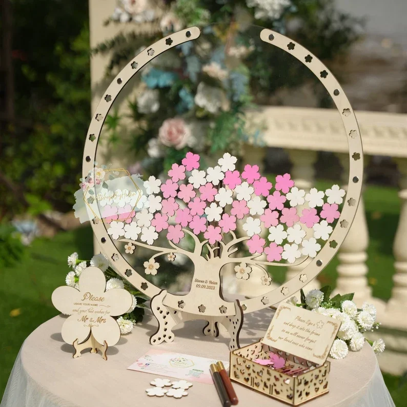 Wedding Guest Book Cherry blossom wedding guest book CHERRY BLOSSOM TREE Wedding Guest Book Alternative wedding Wood Wedding drop box cherry