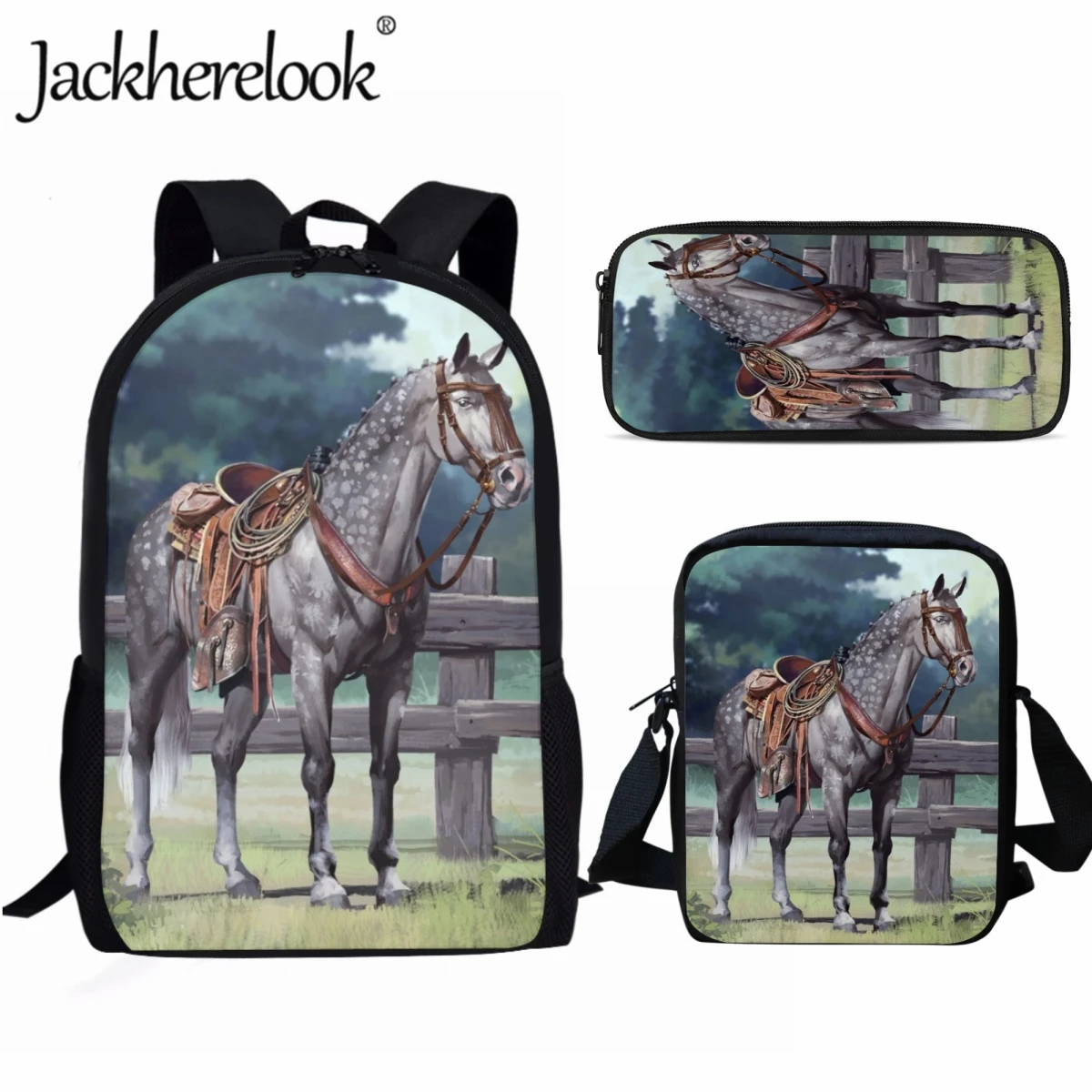 Jackherelook Art Horse Pattern Printing Children's School Bags Practical Leisure Travel Backpack College Student Computer Bag