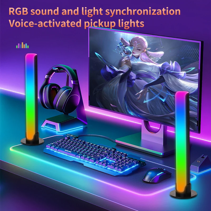 Novelty RGB Sound Pickup Light LED 2PCS USB Night Lamp Voice Creative Music Rhythm Ambient Lights App Control For Playroom Decor app control support usb charging led night light music sound control level light ambient light audio rhythm light for car light