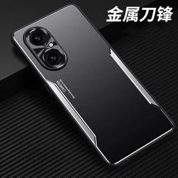 Luxury Metal Frosted Lens PC Cover Shockproof Bumper Case for Huawei Nova Y73 (Silver)