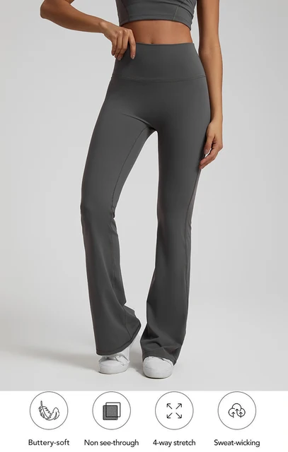 Buttery Soft High Waist Flare Leggings No Front Seam Workout Yoga