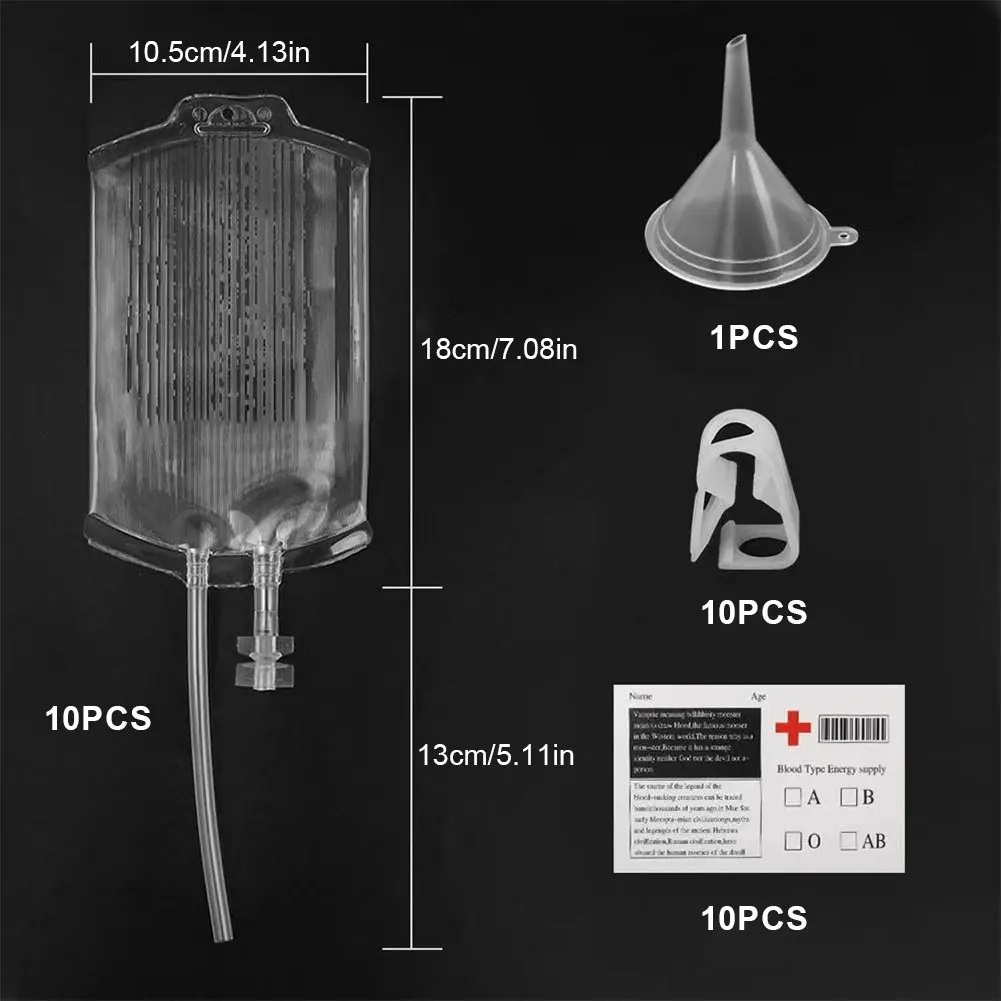 Halloween Vampire Cosplay Props Vampire Zombie Drinks Bags Blood Energy Drink Bags 350ML for Vampire Cosplay Party Favors